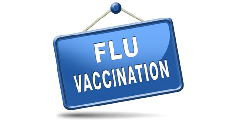 Sign with flu vaccination on